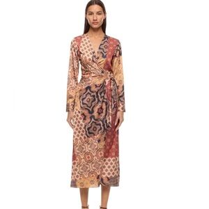 MISA Los Angeles- Eliza Patchwork Multicolor Wrap Dress